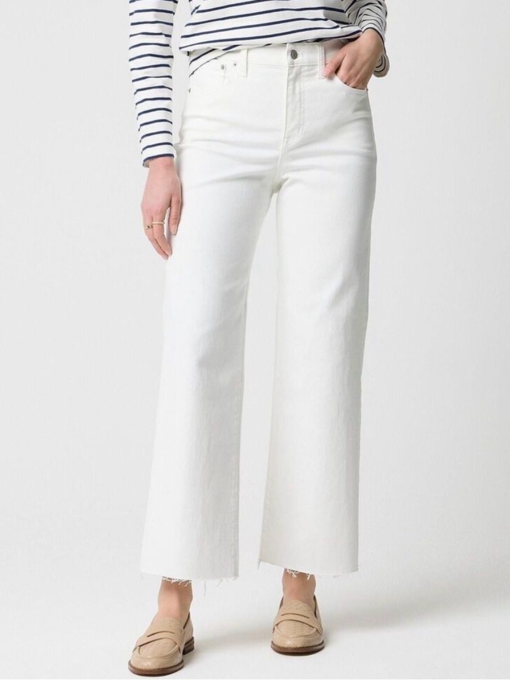 JC crew high rise cropped wide leg jeans white size 30